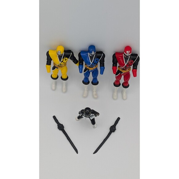 Vintage Bandai Power Rangers Lot Red Blue Yellow (Missing Hands)+ Black 1993 PVC - Picture 2 of 14